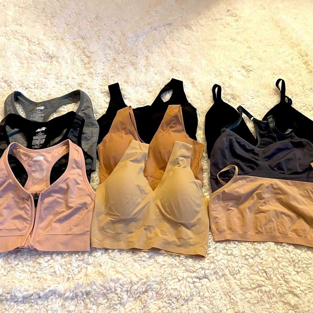 Bundle of 9 sports/leisure bras.  Nwot